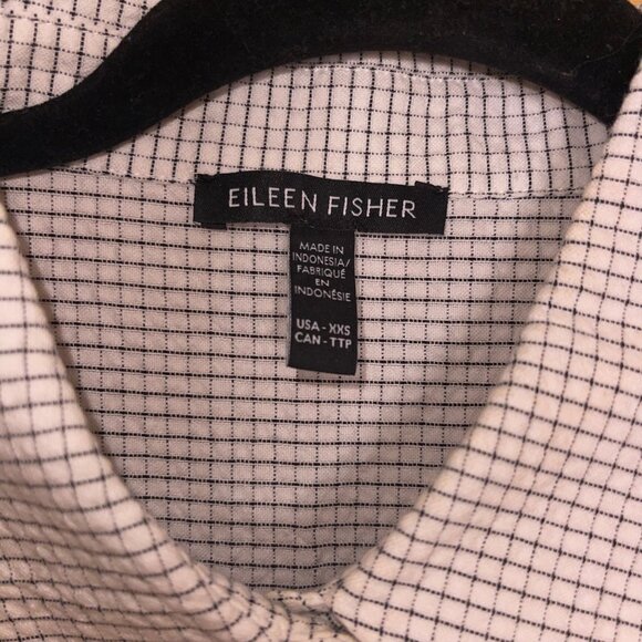 Eileen Fisher Womens Checkered Shirtdress Size XXS White Organic Cotton Ripple - Picture 4 of 10